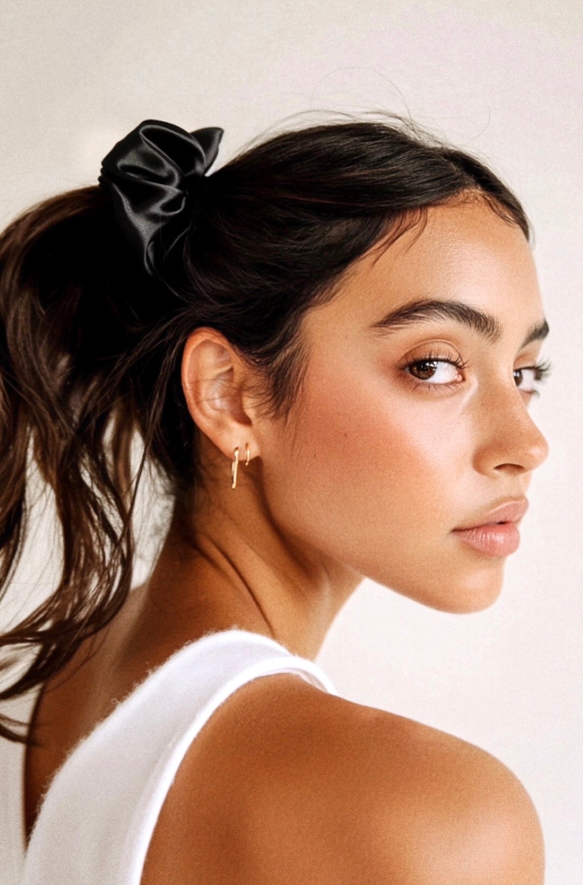 Black Large Silk Scrunchie