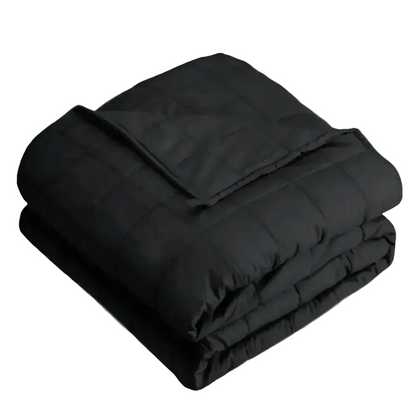 Black Quilted Weighted blanket white background 