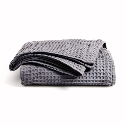 Light Gray cotton waffle blanket 