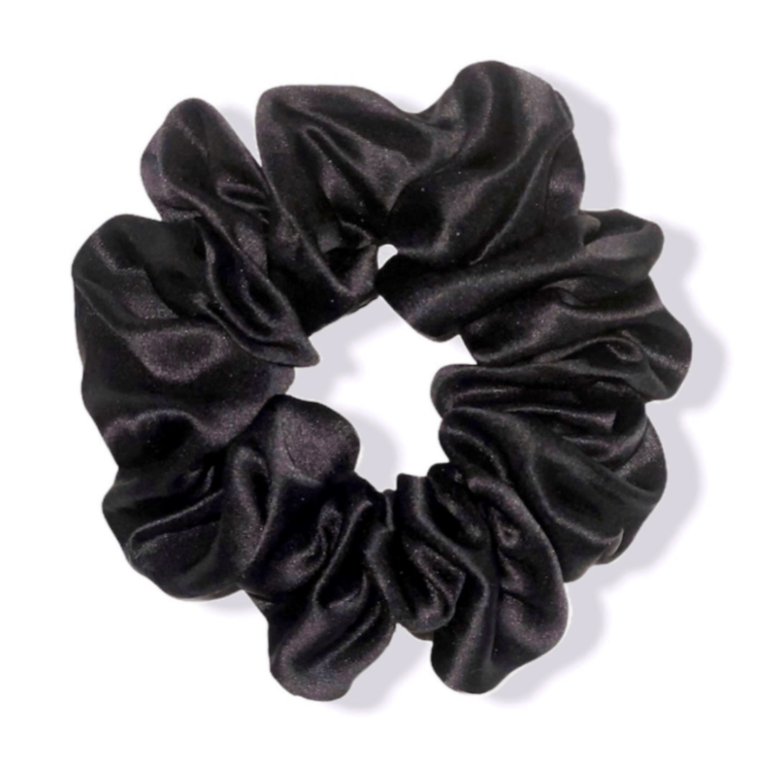 Black Large Silk Scrunchie
